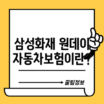 삼성화재 원데이 자동차보험이란?