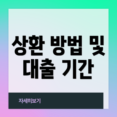 상환 방법 및 대출 기간