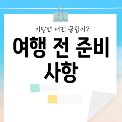 여행 전 준비 사항