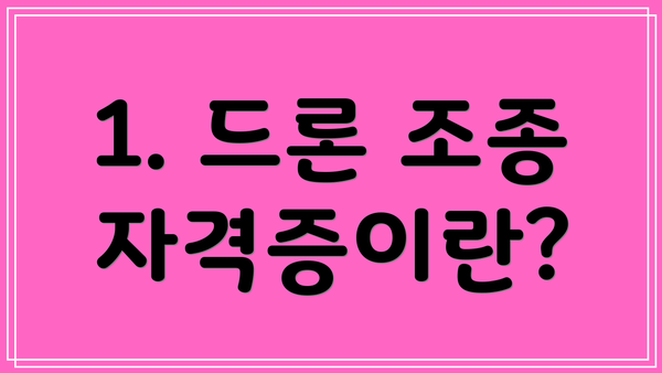 1. 드론 조종 자격증이란?