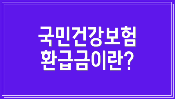국민건강보험 환급금이란?