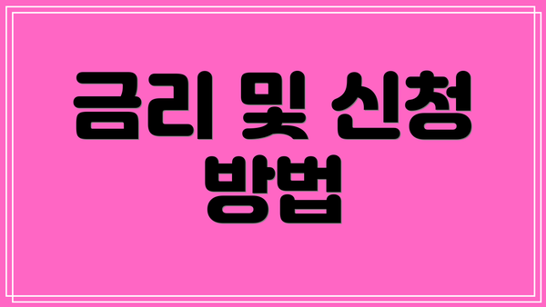 금리 및 신청 방법