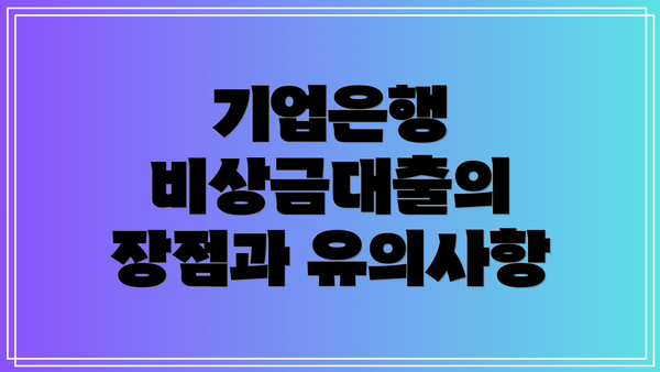 기업은행 비상금대출의 장점과 유의사항