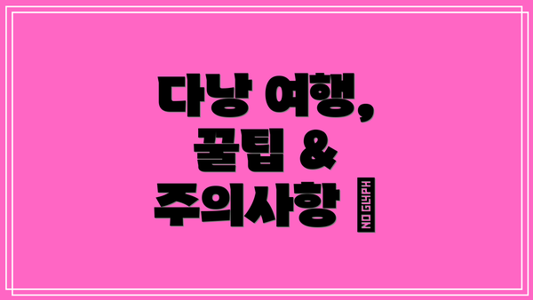 다낭 여행, 꿀팁 & 주의사항 🍯