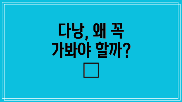 다낭, 왜 꼭 가봐야 할까? 🤔