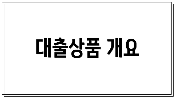 대출상품 개요