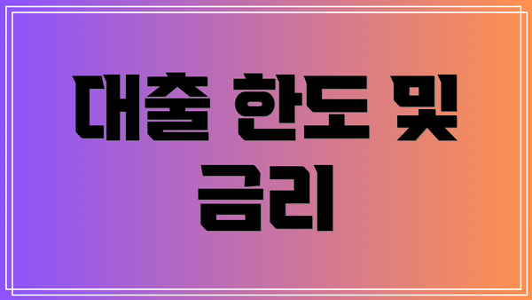 대출 한도 및 금리