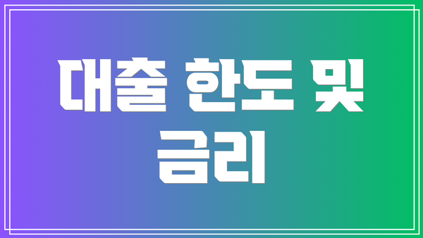 대출 한도 및 금리