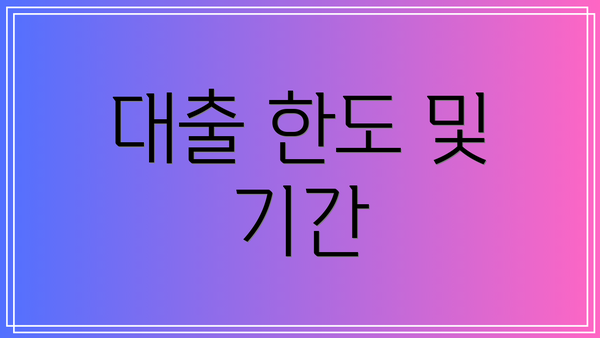 대출 한도 및 기간