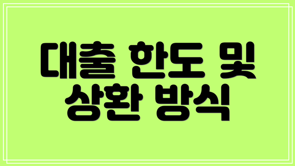 대출 한도 및 상환 방식