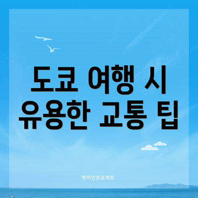 도쿄 여행 시 유용한 교통 팁
