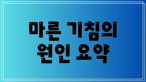 마른 기침의 원인 요약