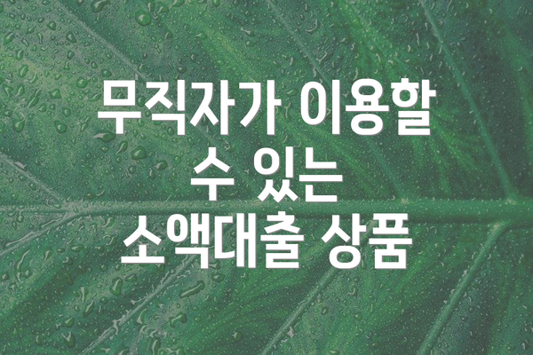 무직자가 이용할 수 있는 소액대출 상품