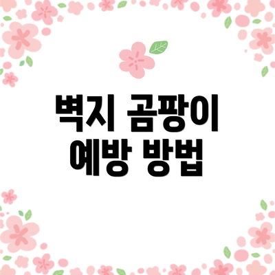 벽지 곰팡이 예방 방법