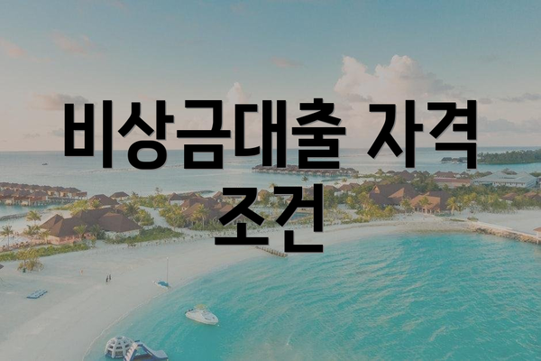 비상금대출 자격 조건
