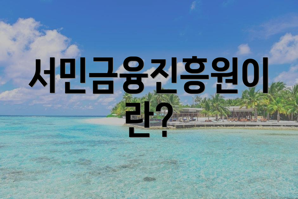 서민금융진흥원이란?