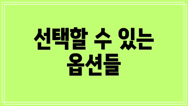 선택할 수 있는 옵션들