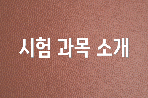 시험 과목 소개