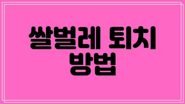 쌀벌레 퇴치 방법