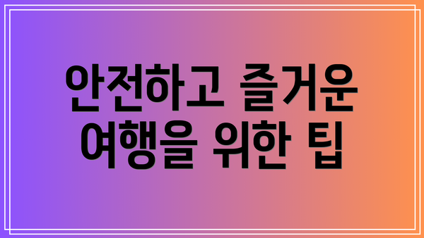 안전하고 즐거운 여행을 위한 팁