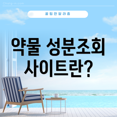 약물 성분조회 사이트란?