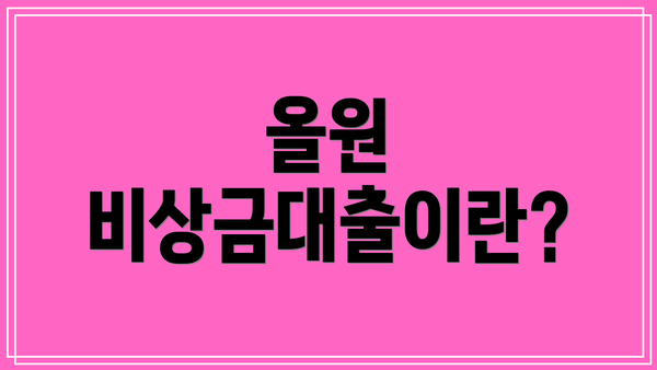 올원 비상금대출이란?