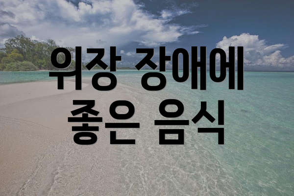 위장 장애에 좋은 음식