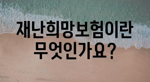 재난희망보험이란 무엇인가요?
