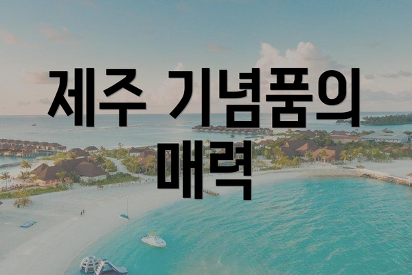 제주 기념품의 매력