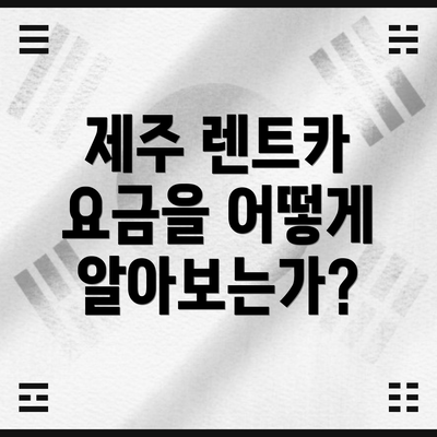 제주 렌트카 요금을 어떻게 알아보는가?
