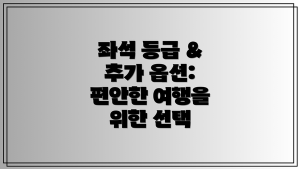 좌석 등급 & 추가 옵션: 편안한 여행을 위한 선택