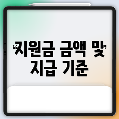 지원금 금액 및 지급 기준