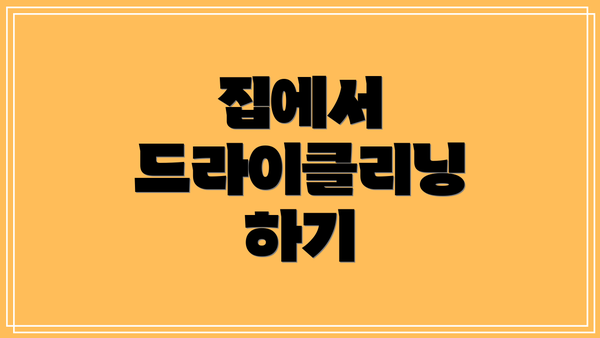 집에서 드라이클리닝 하기