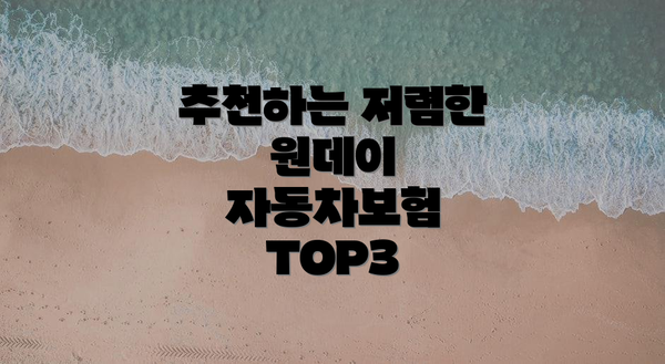 추천하는 저렴한 원데이 자동차보험 TOP3