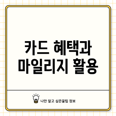 카드 혜택과 마일리지 활용