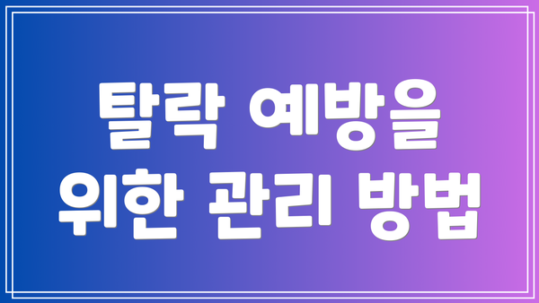 탈락 예방을 위한 관리 방법