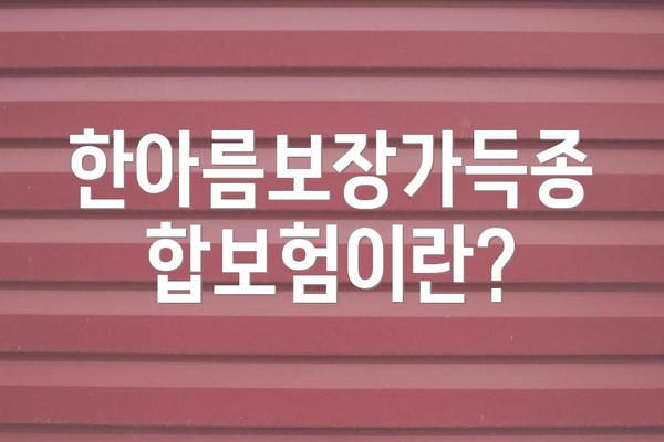 한아름보장가득종합보험이란?