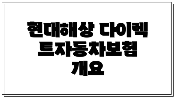 현대해상 다이렉트자동차보험 개요