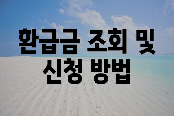 환급금 조회 및 신청 방법