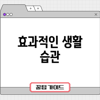 효과적인 생활 습관