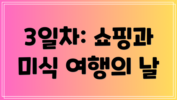 3일차: 쇼핑과 미식 여행의 날