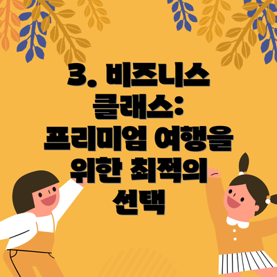 3. 비즈니스 클래스: 프리미엄 여행을 위한 최적의 선택