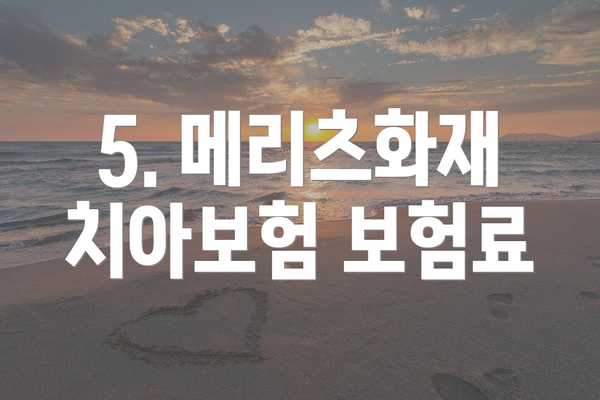 5. 메리츠화재 치아보험 보험료