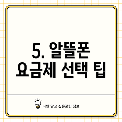 5. 알뜰폰 요금제 선택 팁