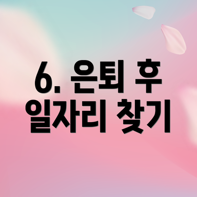 6. 은퇴 후 일자리 찾기
