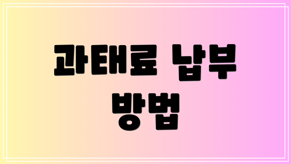 과태료 납부 방법
