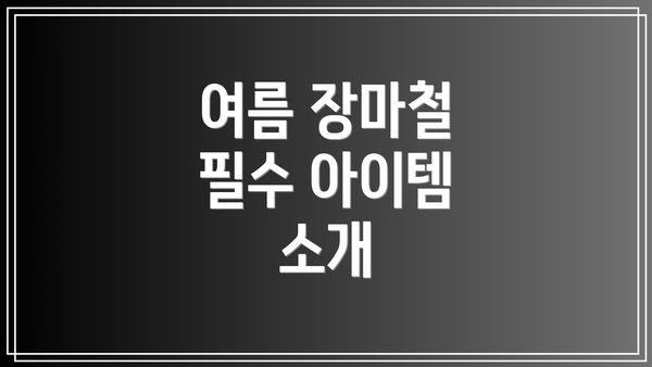 여름 장마철 필수 아이템 소개