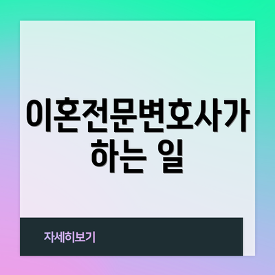 이혼전문변호사가 하는 일