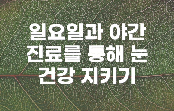 일요일과 야간 진료를 통해 눈 건강 지키기