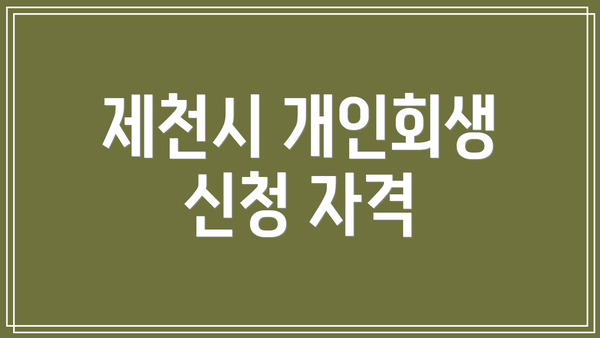 제천시 개인회생 신청 자격